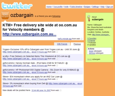 OzBargain on Twitter
